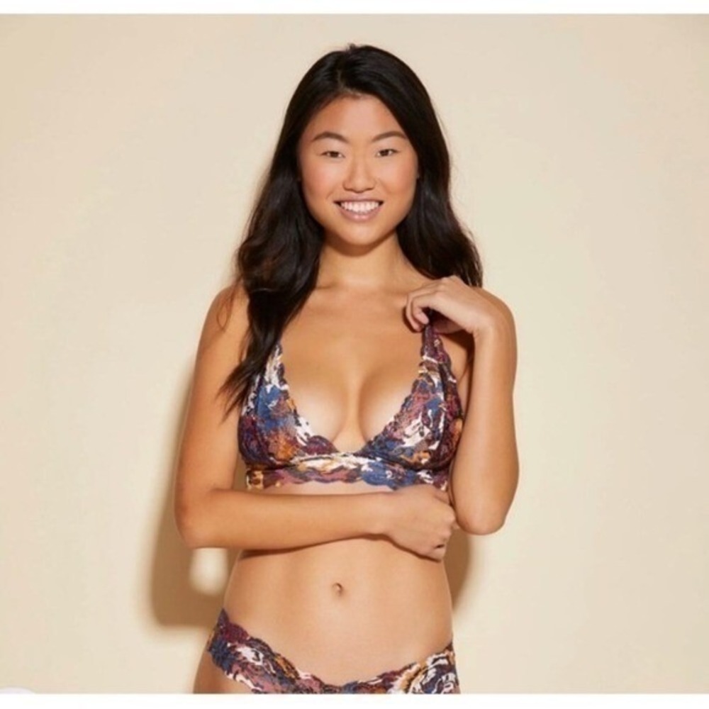 Cosabella Never Say‎ Never Tall Triangle Bralette Multicolor Romantic Lace S NEW